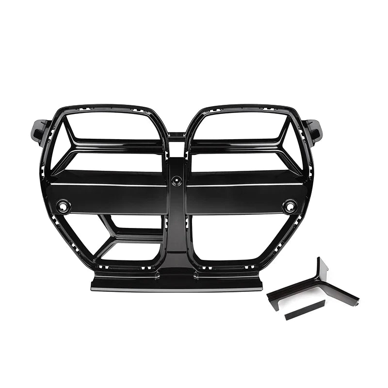 ew BMW grille design for 2020-2025 models: M3, M4, G80, G82, CS models, glossy black ABS material, customization and upgrade