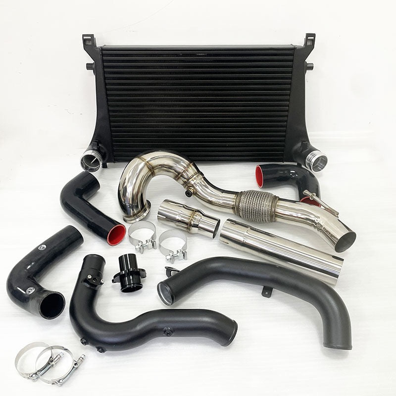7FIGURES AUTOMOTIVE Stage 2+ MQB Bolt-On Elite Performance Bundle (High-Volume Intercooler, T6061 Aluminum Charge/Boost Pipes & Stainless Downpipe Kit)