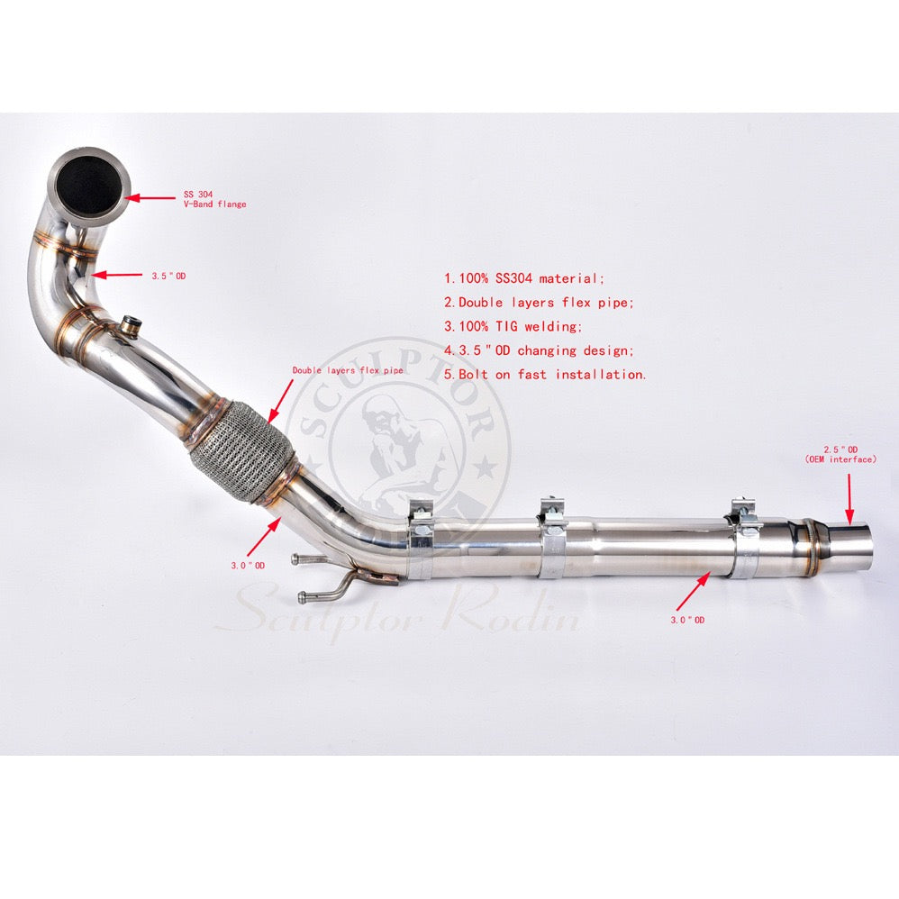 7FIGURES AUTOMOTIVE Stage 2+ MQB Bolt-On Elite Performance Bundle (High-Volume Intercooler, T6061 Aluminum Charge/Boost Pipes & Stainless Downpipe Kit)