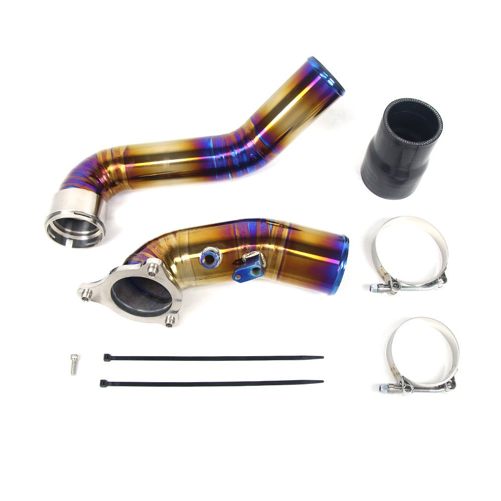 BMW B58 Gen 1 High-Performance Pie-Cut Titanium Charge Pipe Kit (Burnt Blue/Purple Finish)