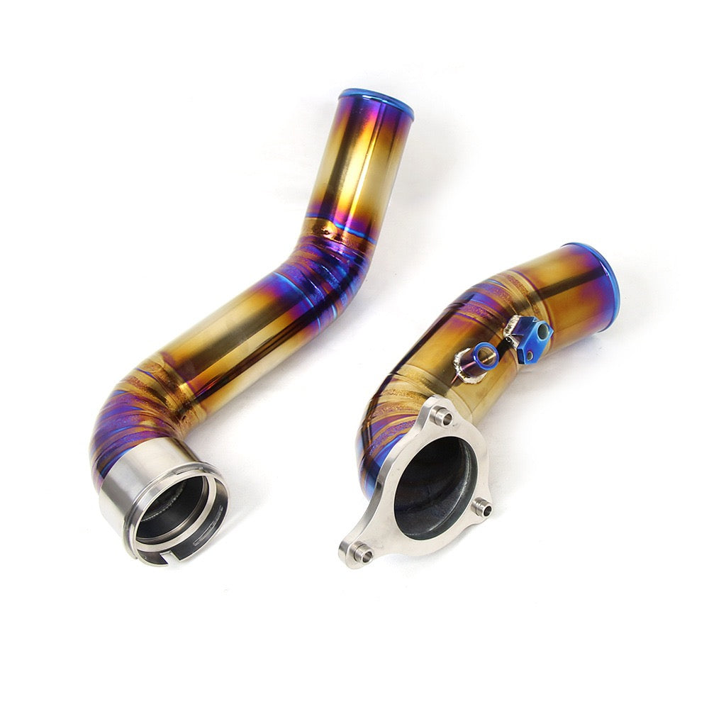 BMW B58 Gen 1 High-Performance Pie-Cut Titanium Charge Pipe Kit (Burnt Blue/Purple Finish)