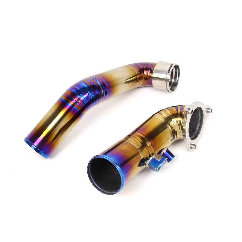 BMW B58 Gen 1 High-Performance Pie-Cut Titanium Charge Pipe Kit (Burnt Blue/Purple Finish)