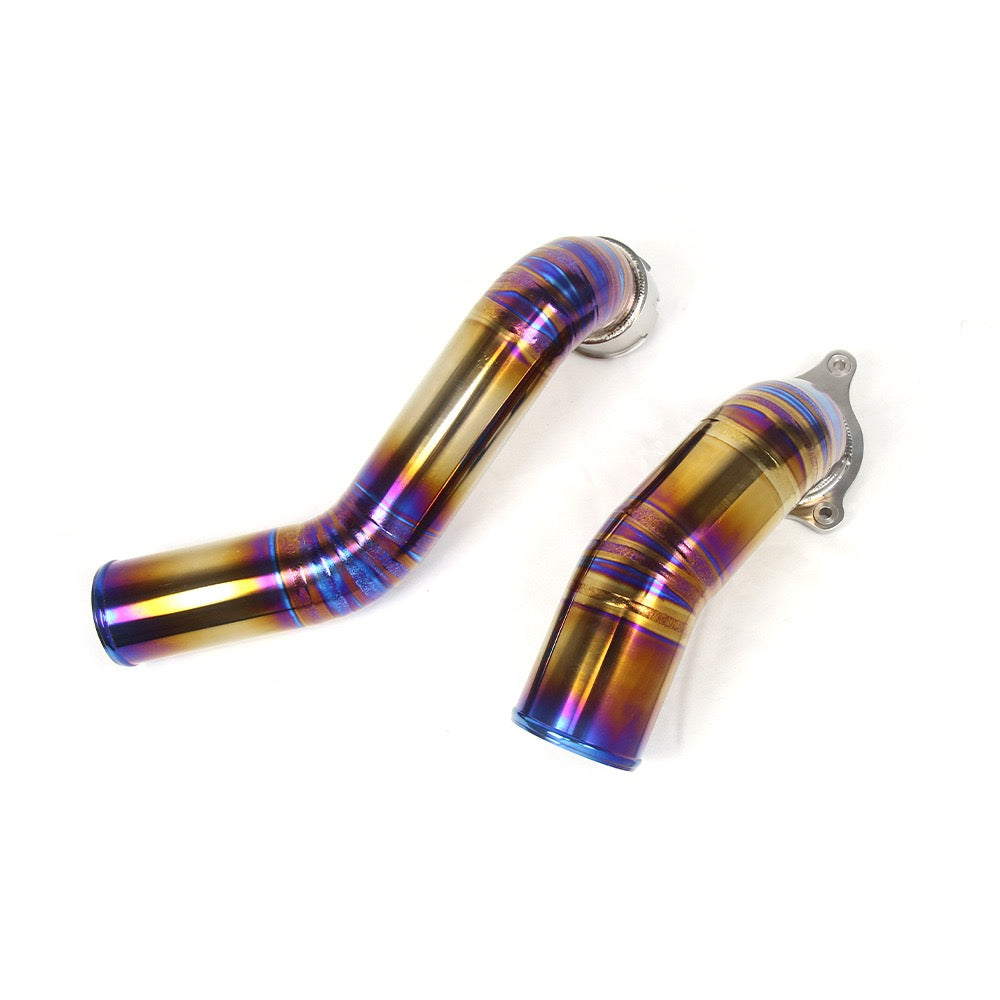 BMW B58 Gen 1 High-Performance Pie-Cut Titanium Charge Pipe Kit (Burnt Blue/Purple Finish)