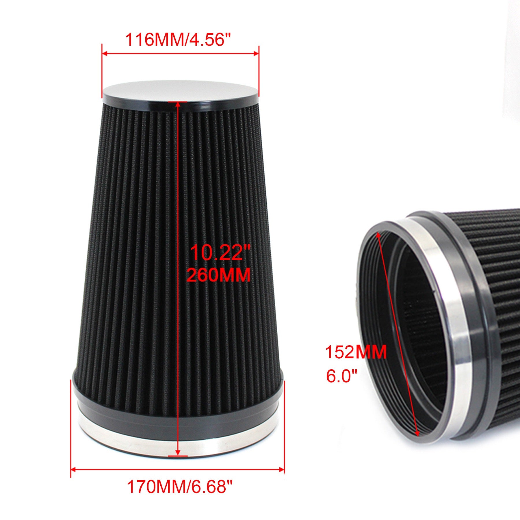 Automotive high-flow air intake modification with mushroom head 150MM air filter, winter mushroom head, universal air filter 6 inches.