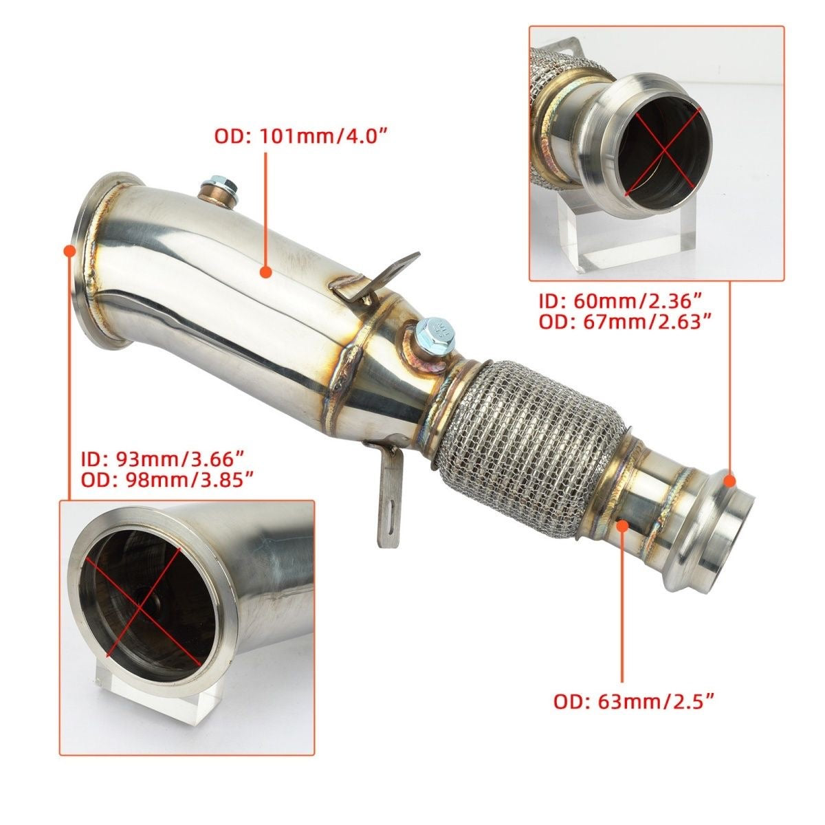 BMW exhaust manifold modification for N26 engine models F20, F21, 228i, F30, F32, F33, 420i, 428i