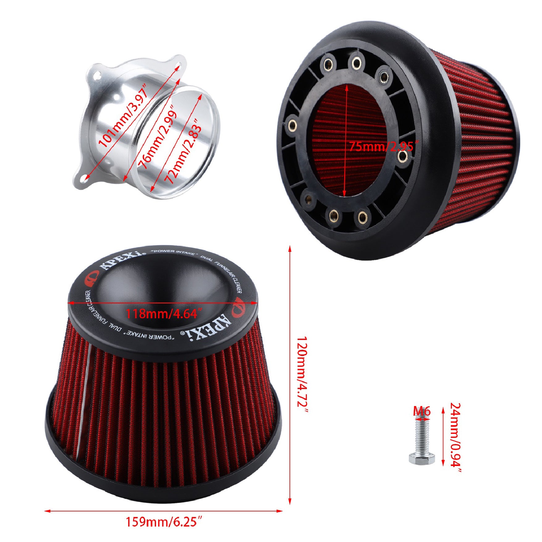 Car modification air intake filter 76mm winter mushroom head high-flow mushroom head suitable for BMW, Honda, Volkswagen