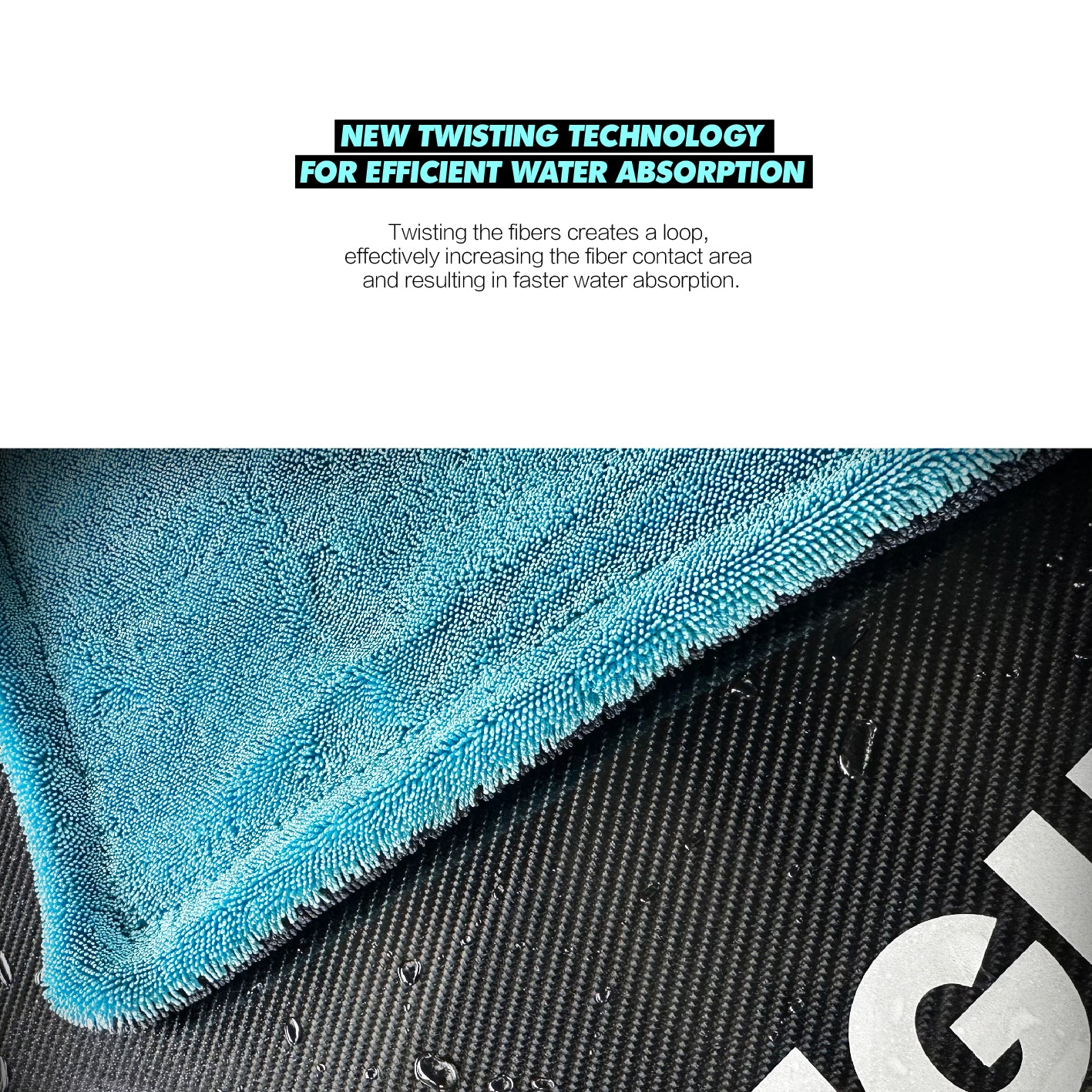 1400GSM Premium Edgeless Twisted Loop Microfiber Car Drying Towel